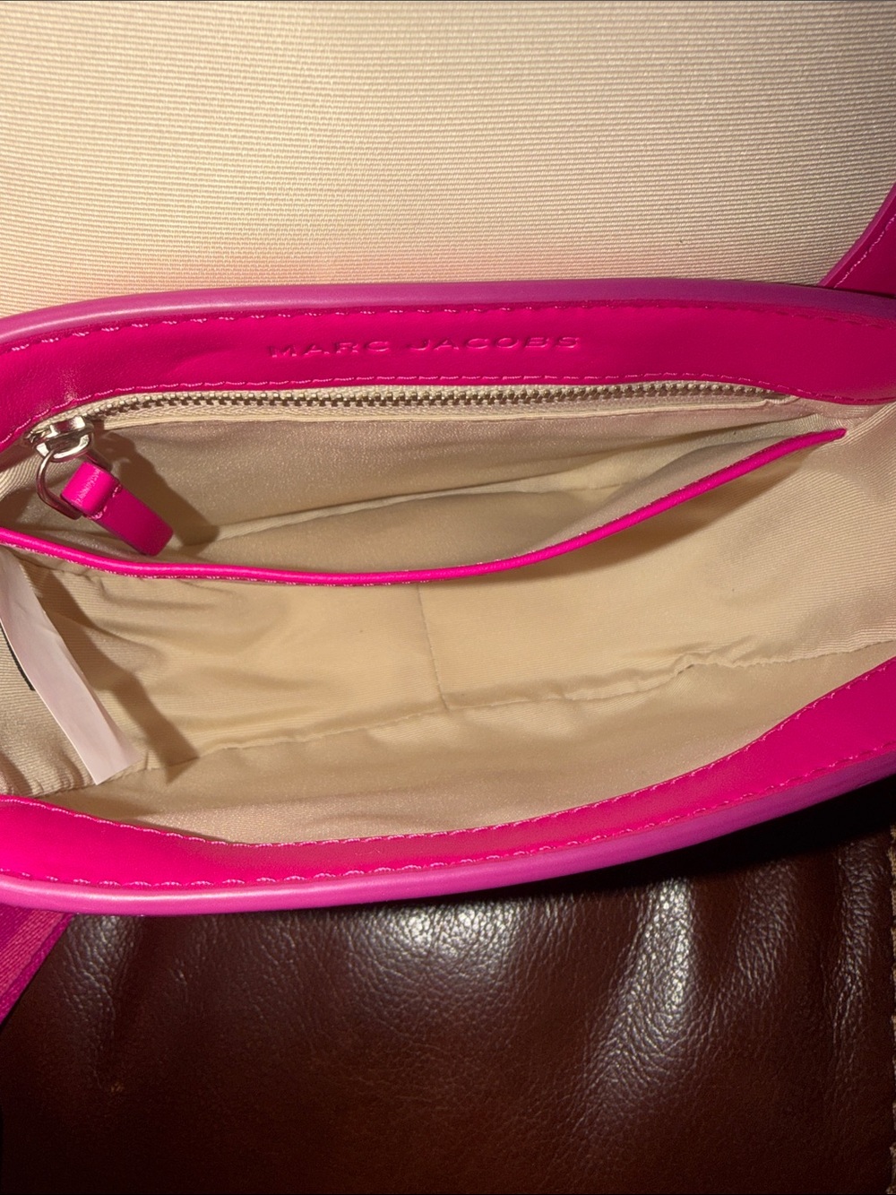‼️NEW Marc Jacobs The Covered J Marc Pink Leather Saddle Bag Crossbody Bag - Picture 12 of 13
